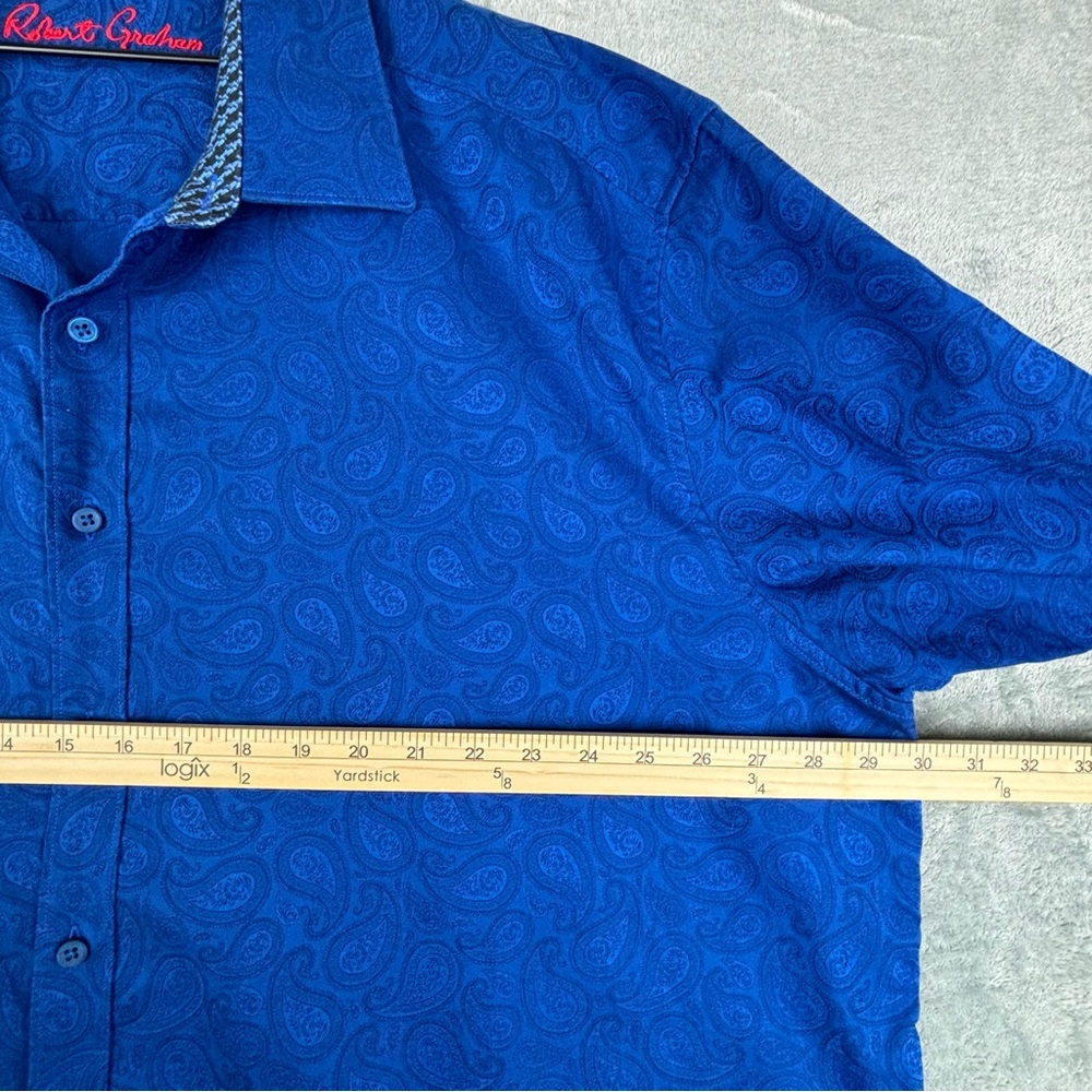 Robert Graham Shirt Men 3XL Blue Paisley Button Up Classic Flip Cuff Business - Picture 11 of 12
